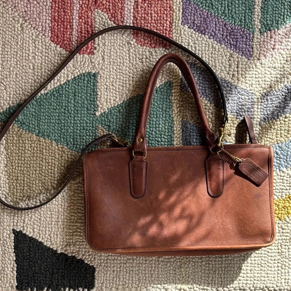 Coach Brown Leather Handbag with Strap - Picture 8 of 8
